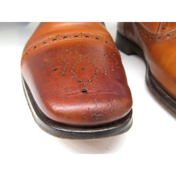 Magnanni Mens Brown Leather Brogue Cap Toe Lace Up Oxfords Size US 13 M