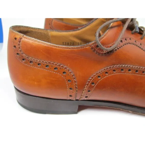 Magnanni Mens Brown Leather Brogue Cap Toe Lace Up Oxfords Size US 13 M