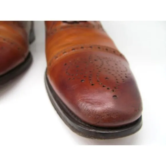 Magnanni Mens Brown Leather Brogue Cap Toe Lace Up Oxfords Size US 13 M