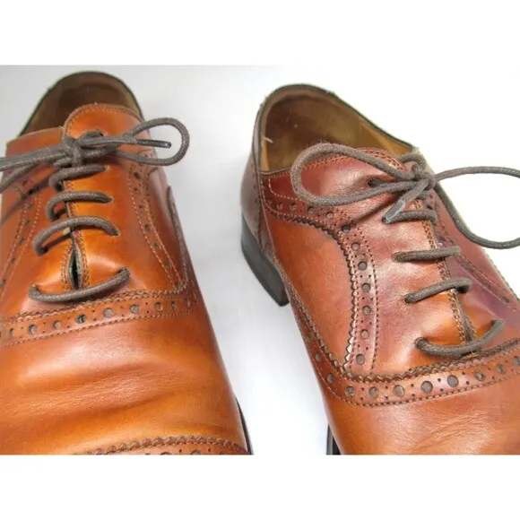 Magnanni Mens Brown Leather Brogue Cap Toe Lace Up Oxfords Size US 13 M