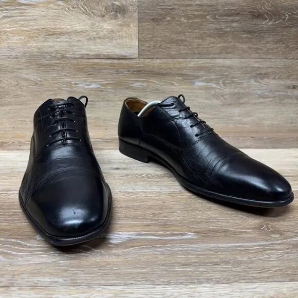 Magnanni Toledo Black Leather Cap Toe Oxford Dress Shoe Men's Size EU 44.5