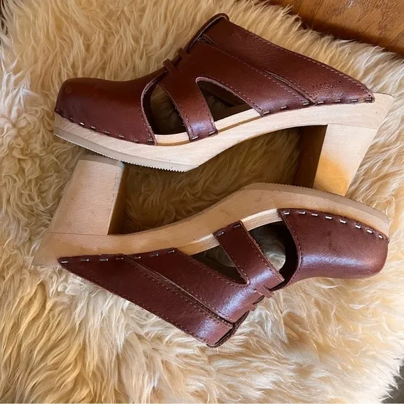 Maguba Paris Cognac Leather Clogs Sz-40