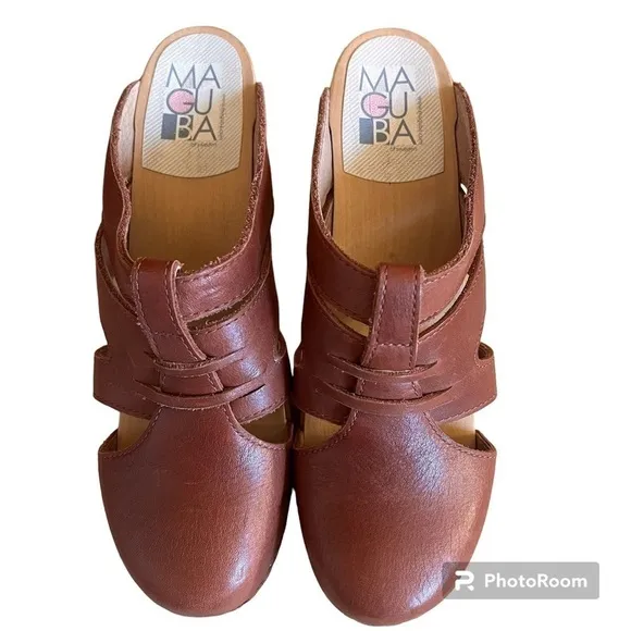 Maguba Paris Cognac Leather Clogs Sz-40