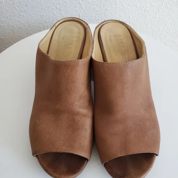 Maison Margiela MM6 Luxe Women Heeled Mules Open Toe Slipons#