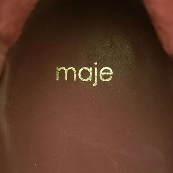 MAJE Finyl cracked leather studded slip on low top shiny black sneakers 38 NEW