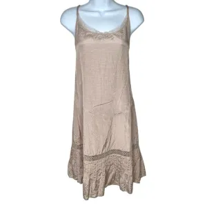 Maje Paris Layering Slip Dress Womens Sz 1 Lace Tunic Slip Beige Minimalist Boho