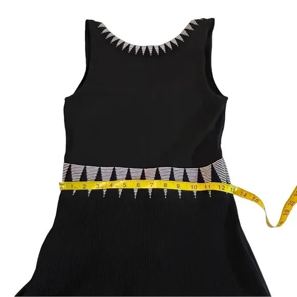 Maje Ruche Sleeveless Midi Mesh Dress 3 size US 8 Black White Stretchy Artsy