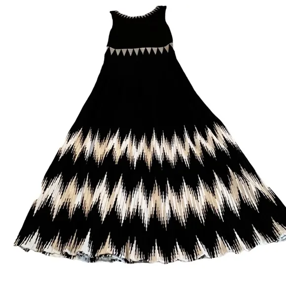 Maje Ruche Sleeveless Midi Mesh Dress 3 size US 8 Black White Stretchy Artsy