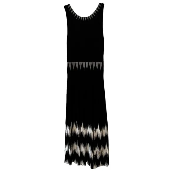Maje Ruche Sleeveless Midi Mesh Dress 3 size US 8 Black White Stretchy Artsy