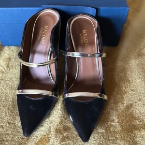Malone Souliers Maureen Brown Leather / velvet mules size 6.5 / 36.6