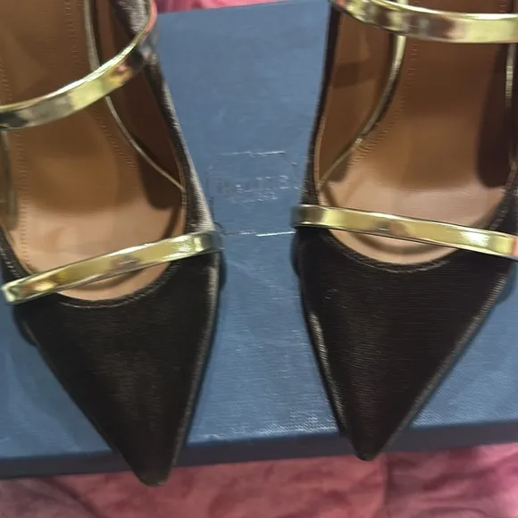 Malone Souliers Maureen Brown Leather / velvet mules size 6.5 / 36.6