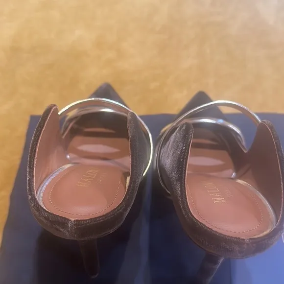 Malone Souliers Maureen Brown Leather / velvet mules size 6.5 / 36.6