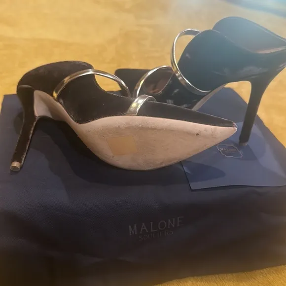 Malone Souliers Maureen Brown Leather / velvet mules size 6.5 / 36.6