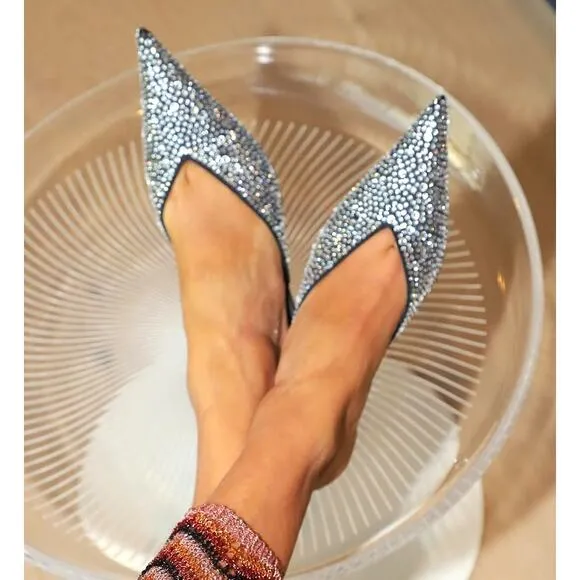 MANGO Bejeweled Mules NWT