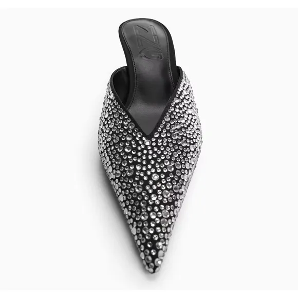 MANGO Bejeweled Mules NWT