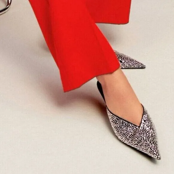 MANGO Bejeweled Mules NWT
