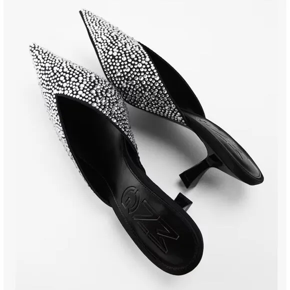 MANGO Bejeweled Mules NWT