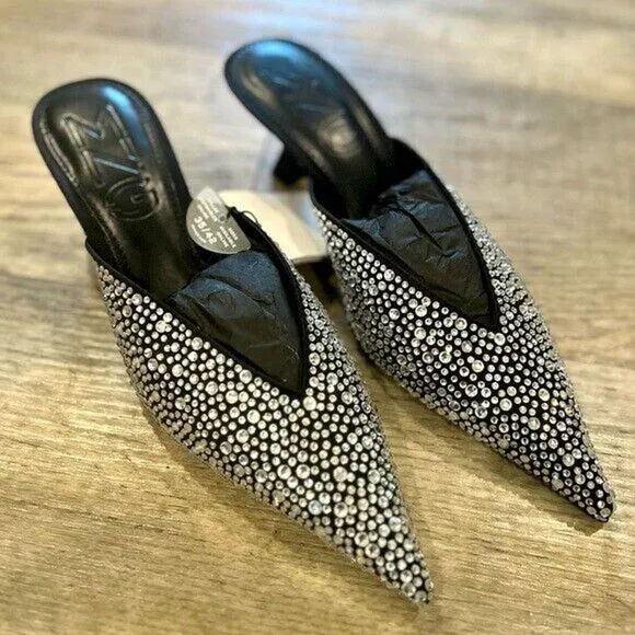 MANGO Bejeweled Mules NWT