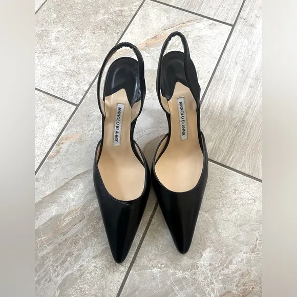 Manolo Blahnik Black Slingback Heels