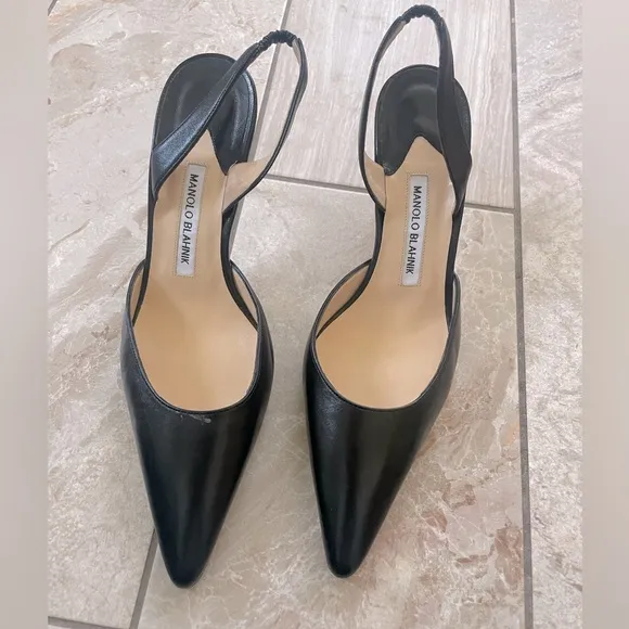 Manolo Blahnik Black Slingback Heels