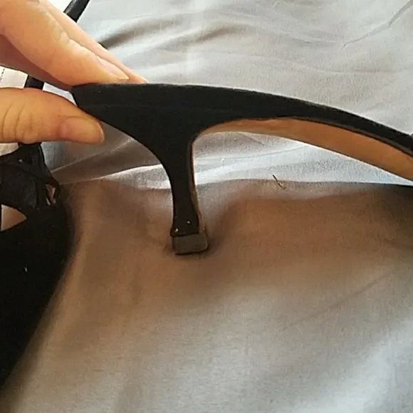 Manolo Blahnik Black Suede Kitten Heels