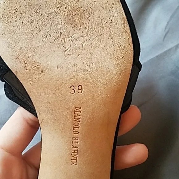 Manolo Blahnik Black Suede Kitten Heels