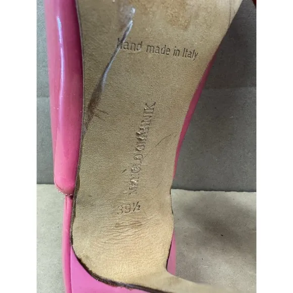 Manolo Blahnik Fuchsia Patent Slingback Heels Pink Size 39.5