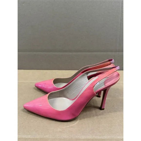Manolo Blahnik Fuchsia Patent Slingback Heels Pink Size 39.5