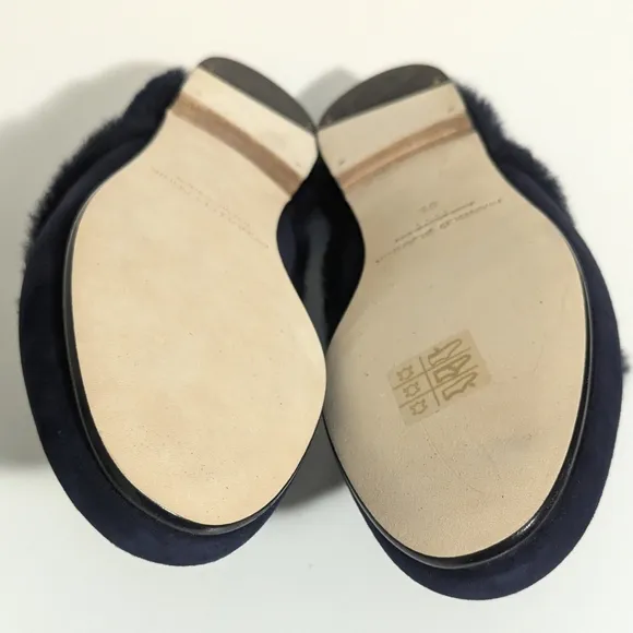 Manolo Blahnik Mariamu Italy Suede Leather Shearling Slipper Mules 5