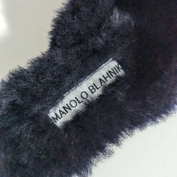 Manolo Blahnik Mariamu Italy Suede Leather Shearling Slipper Mules 5