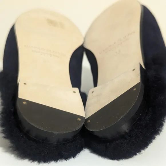 Manolo Blahnik Mariamu Italy Suede Leather Shearling Slipper Mules 5