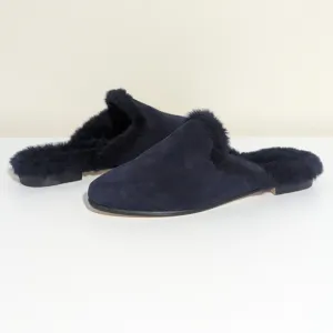 Manolo Blahnik Mariamu Italy Suede Leather Shearling Slipper Mules 5