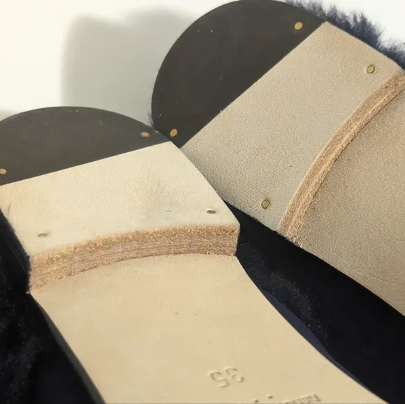Manolo Blahnik Mariamu Italy Suede Leather Shearling Slipper Mules 5