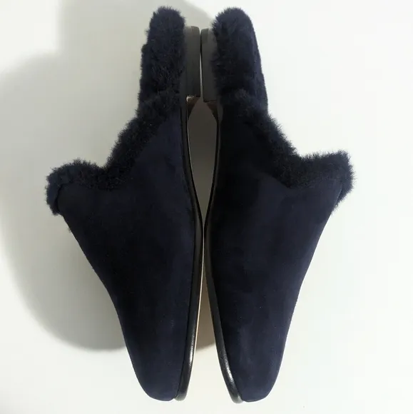 Manolo Blahnik Mariamu Italy Suede Leather Shearling Slipper Mules 5