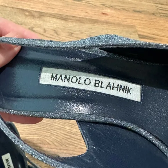 Manolo Blahnik Silver Slingback Heels
