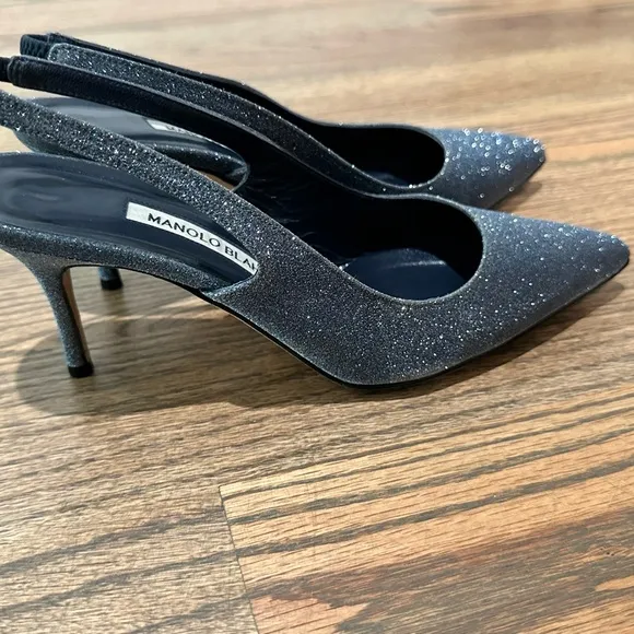 Manolo Blahnik Silver Slingback Heels