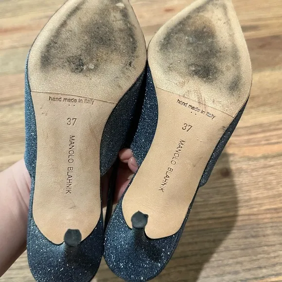 Manolo Blahnik Silver Slingback Heels