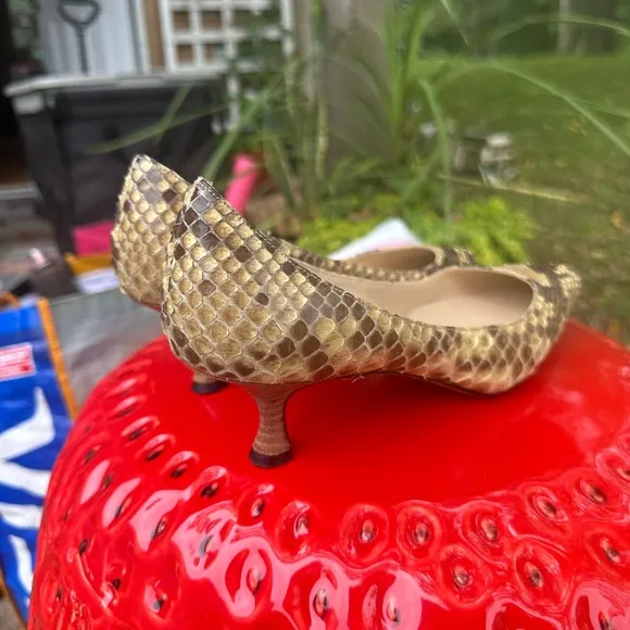 Manolo Blahnik Snakeskin Kitten Heels