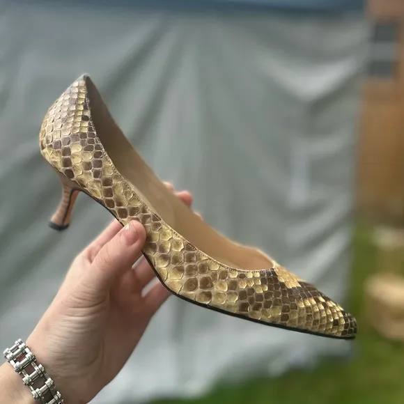 Manolo Blahnik Snakeskin Kitten Heels