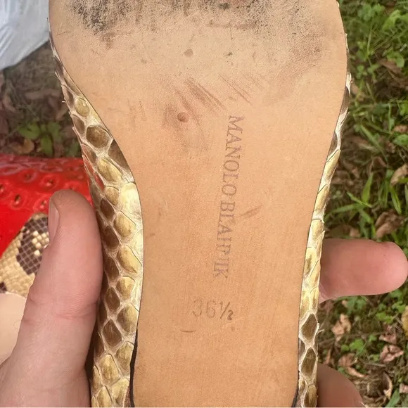 Manolo Blahnik Snakeskin Kitten Heels