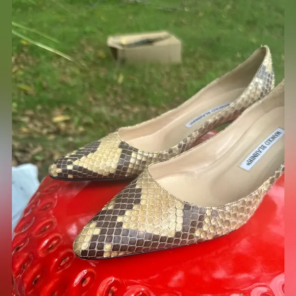 Manolo Blahnik Snakeskin Kitten Heels