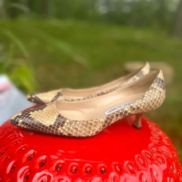 Manolo Blahnik Snakeskin Kitten Heels