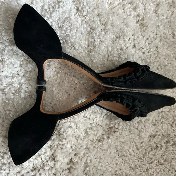 Manolo Blahnik Suede Ordido D’Orsay kitten heels