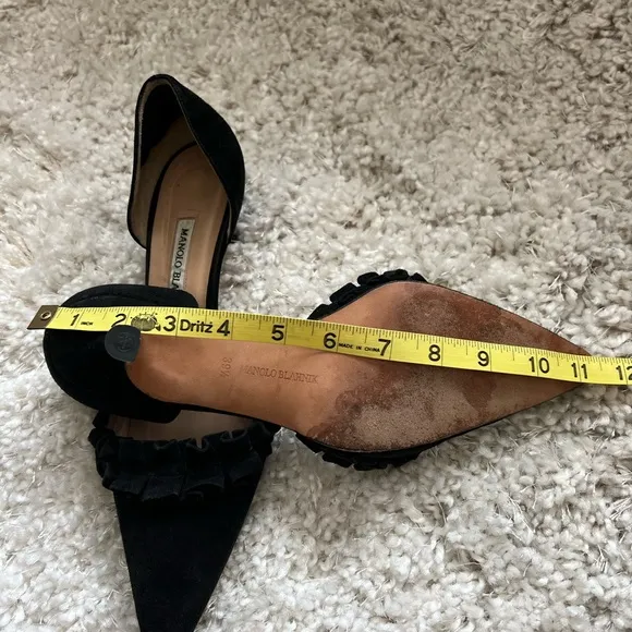 Manolo Blahnik Suede Ordido D’Orsay kitten heels