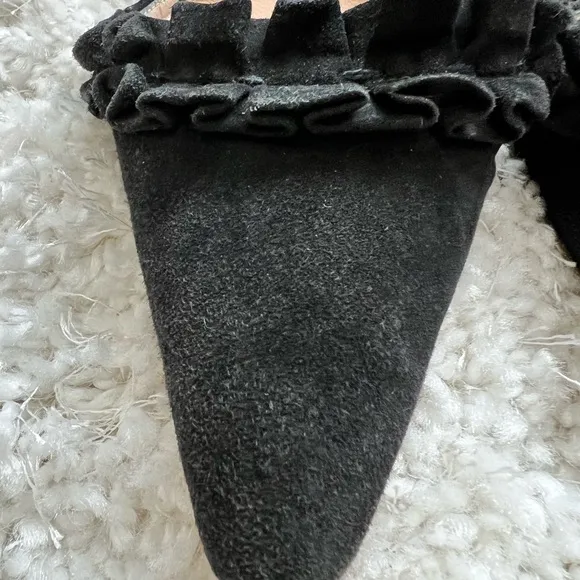 Manolo Blahnik Suede Ordido D’Orsay kitten heels