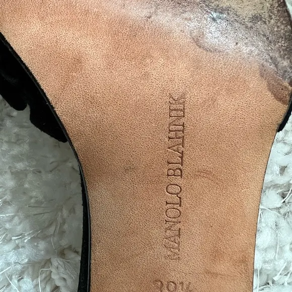 Manolo Blahnik Suede Ordido D’Orsay kitten heels