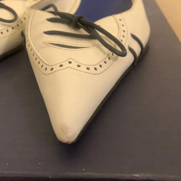 Manolo Blahnik Vintage Nautical Lace-Up Kitten Heel Mules
