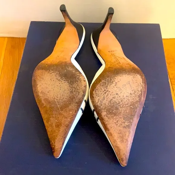 Manolo Blahnik Vintage Nautical Lace-Up Kitten Heel Mules