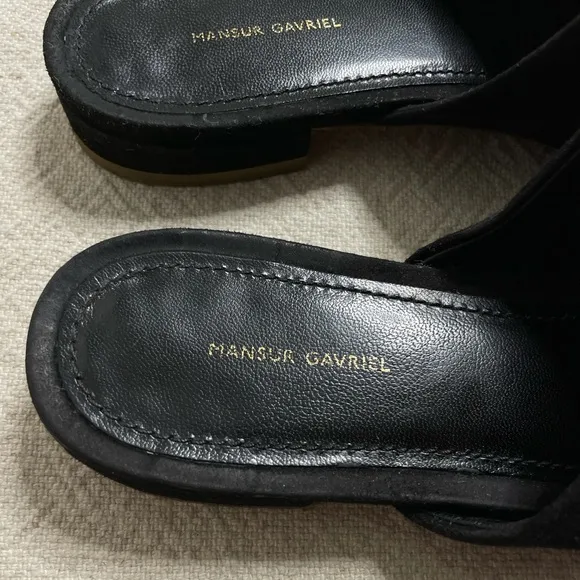 Mansur Gavriel Black Suede Flat Mules 6