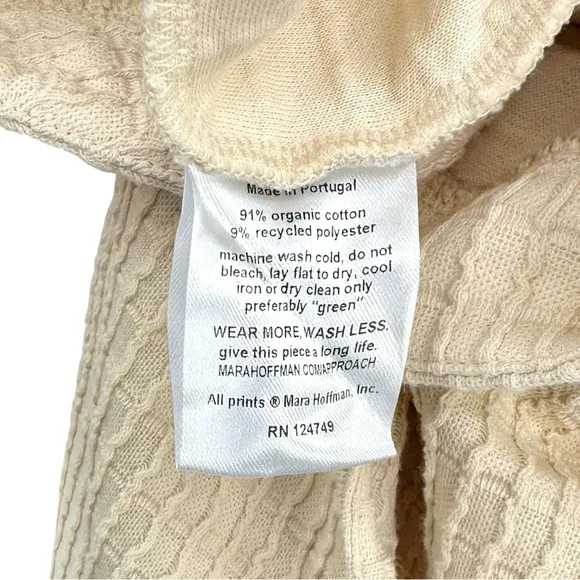 Mara Hoffman Tiffany Wrap Dress - Cream Ivory Waffle Texture Midi Dress sz M